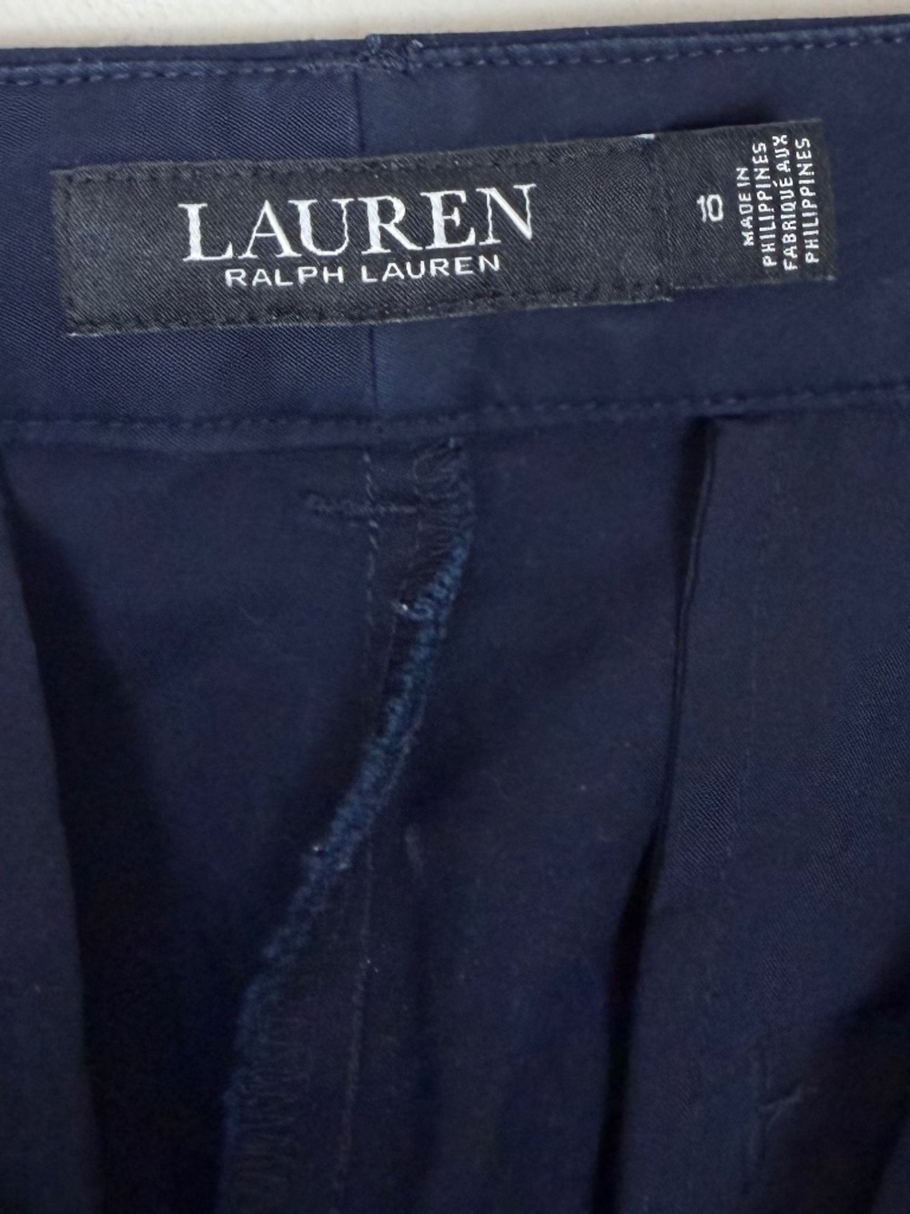 Lauren Ralph Lauren Casual Cotton Straight Leg Blue Pants Women's 10 Preppy - Picture 7 of 7